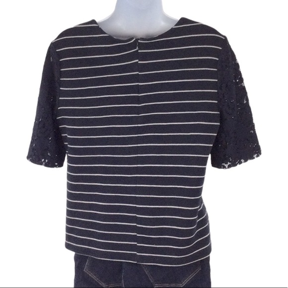 LOFT Knit Striped Top with Lace Sleeves Sz S - Picture 4 of 10